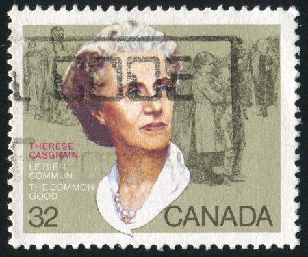 CANADA - CIRCA 1985: stamp printed by Canada, shows Therese Casgrain, Suffragist, circa 1985のeditorial素材