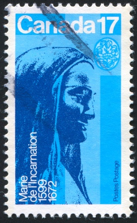 CANADA - CIRCA 1981: stamp printed by Canada, shows Marie de Lï¿½Incarnation, circa 1981のeditorial素材