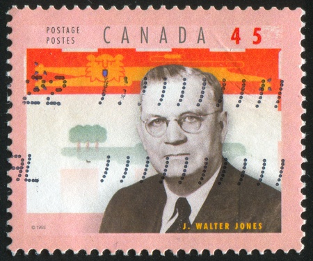 CANADA - CIRCA 1998: stamp printed by Canada, shows Walter Jones (1878-1954), Prince Edward Island, circa 1998のeditorial素材