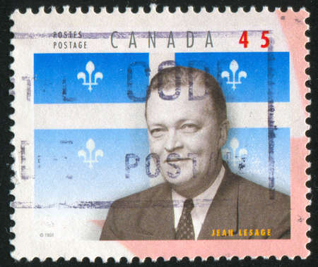 CANADA - CIRCA 1998: stamp printed by Canada, shows Jean Lesage (1912-80), Quebec, circa 1998のeditorial素材