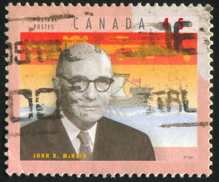 CANADA - CIRCA 1998: stamp printed by Canada, shows John B. McNair (1889-1968), New Brunswick, circa 1998のeditorial素材