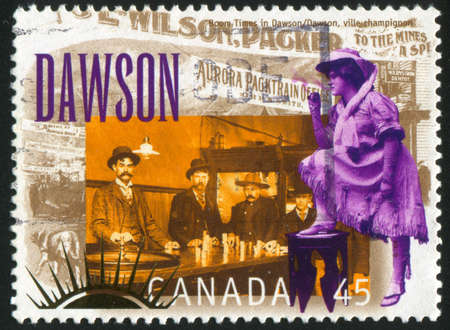 CANADA - CIRCA 1996: stamp printed by Canada, shows Dawson, boom town, city of entertainment, circa 1996のeditorial素材