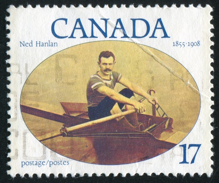 CANADA - CIRCA 1980: stamp printed by Canada, shows Ned Hanlan, circa 1980のeditorial素材
