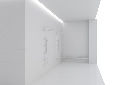 High resolution image. 3d rendered illustration. Interior of the modern bathroom.の写真素材