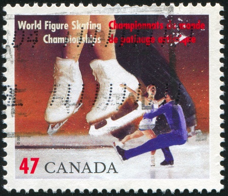 CANADA - CIRCA 2001: stamp printed by Canada, shows World Figure Skating Championships, Vancouver, circa 2001のeditorial素材