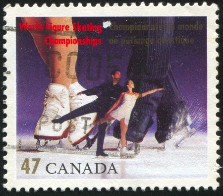 CANADA - CIRCA 2001: stamp printed by Canada, shows World Figure Skating Championships, Vancouver, circa 2001のeditorial素材