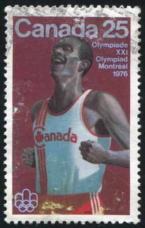 CANADA - CIRCA 1975: stamp printed by Canada, shows Marathon running, circa 1975のeditorial素材
