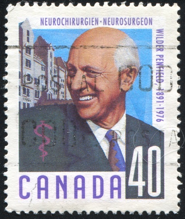 CANADA - CIRCA 1991: stamp printed by Canada, shows Wilder Penfield (1891-1976), circa 1991のeditorial素材