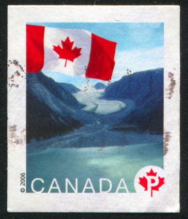 CANADA - CIRCA 2006: stamp printed by Canada, shows Flag Sirmilik Natl. Park, Nunavut circa 2006の写真素材