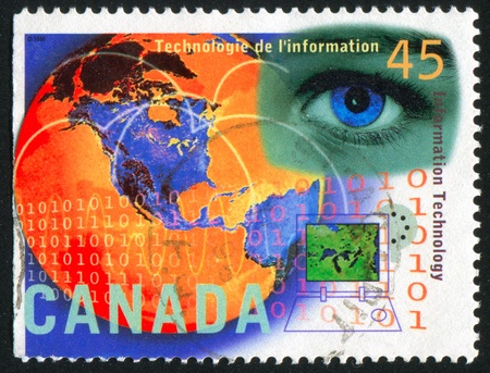CANADA - CIRCA 1996: stamp printed by Canada, shows Information Technology, circa 1996の写真素材