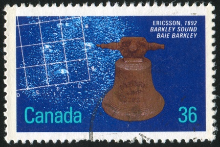 CANADA - CIRCA 1987: stamp printed by Canada, shows Shipwrecks, Ericsson, 1892, circa 1987の写真素材