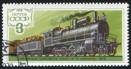 RUSSIA - CIRCA 1979: stamp printed by Russia, shows locomotive, circa 1979の写真素材