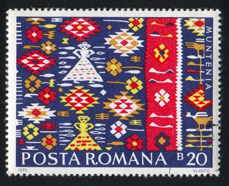 ROMANIA - CIRCA 1975: stamp printed by Romania, show Romanian Peasant Rugs, circa 1975.