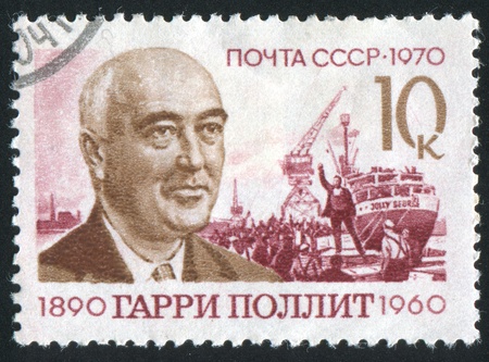 RUSSIA - CIRCA 1970: stamp printed by Russia, shows Harry Pollyt and Shipyard, circa 1970