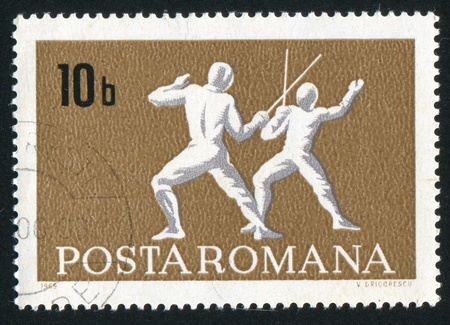 ROMANIA - CIRCA 1969: stamp printed by Romania, show fencing, circa 1969.