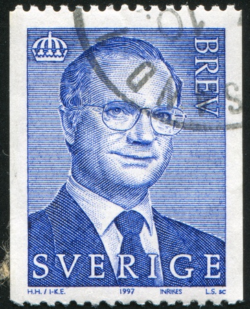 SWEDEN - CIRCA 1997: stamp printed by Sweden, shows King Carl XVI Gustaf, circa 1997.のeditorial素材