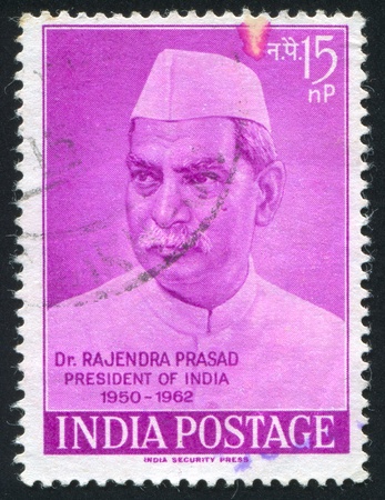 INDIA - CIRCA 1962: stamp printed by India, shows Dr. Rajendra Prasad, circa 1962のeditorial素材