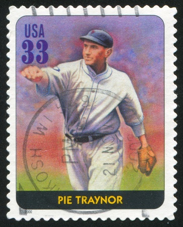 UNITED STATES - CIRCA 2000: stamp printed by United states, shows baseball, Pie Traynor, circa 2000のeditorial素材