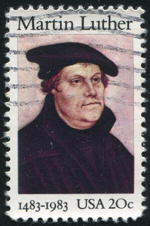 UNITED STATES - CIRCA 1983: stamp printed by United states, shows Martin Luther, circa 1983のeditorial素材