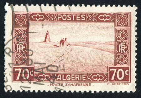 ALGERIA CIRCA 1939: stamp printed by Algeria, shows Travel across the Sahara, circa 1939の写真素材