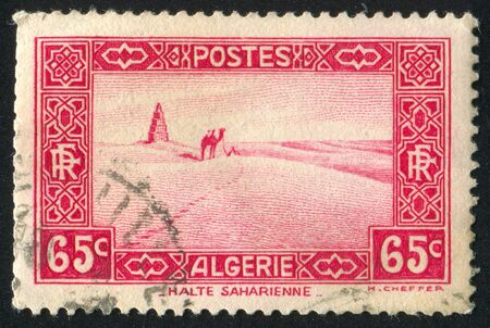 ALGERIA CIRCA 1939: stamp printed by Algeria, shows Travel across the Sahara, circa 1939の写真素材