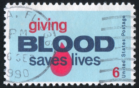 UNITED STATES - CIRCA 1971: stamp printed by United States of America, shows drop of blood, circa 1971の写真素材