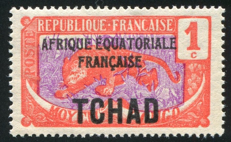 CHAD - CIRCA 1922: stamp printed by Chad, shows Jaguar, circa 1922のeditorial素材