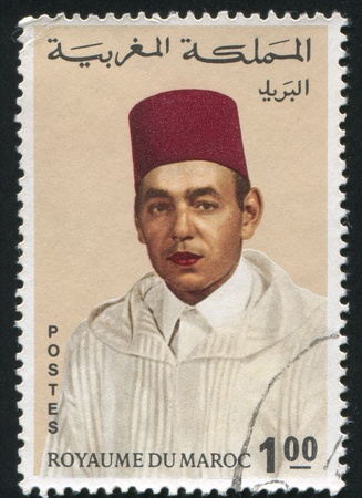 MOROCCO - CIRCA 1962 stamp printed by Morocco, shows King Hassan II, circa 1962のeditorial素材