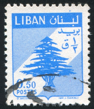 LEBANON - CIRCA 1974: stamp printed by Libanon, shows Cedar of Lebanon, circa 1974の写真素材
