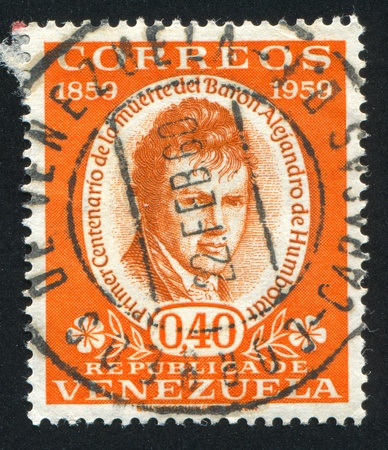 VENEZUELA - CIRCA 1960 stamp printed by Venezuela, shows Alexander von Humboldt, circa 1960のeditorial素材