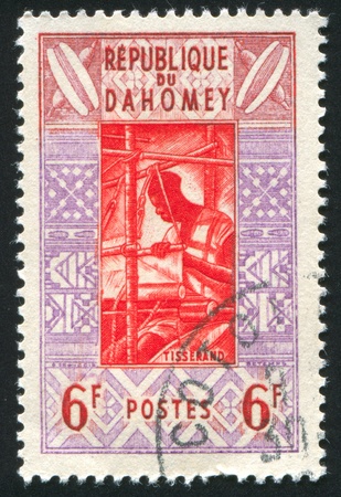DAHOMEY CIRCA 1961: stamp printed by Dahomey, shows Weaver, circa 1961の写真素材