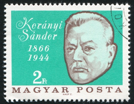 HUNGARY - CIRCA 1966: stamp printed by Hungary, shows Sandor Koranyi, circa 1966のeditorial素材
