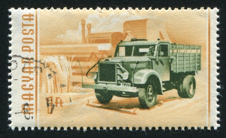 HUNGARY - CIRCA 1955: stamp printed by Hungary, shows Truck, circa 1955の写真素材