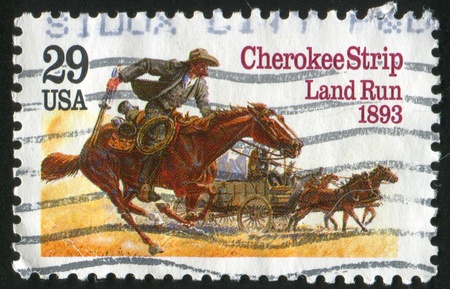 UNITED STATES - CIRCA 1993: stamp printed by United States of America, shows Cherokee strip land...