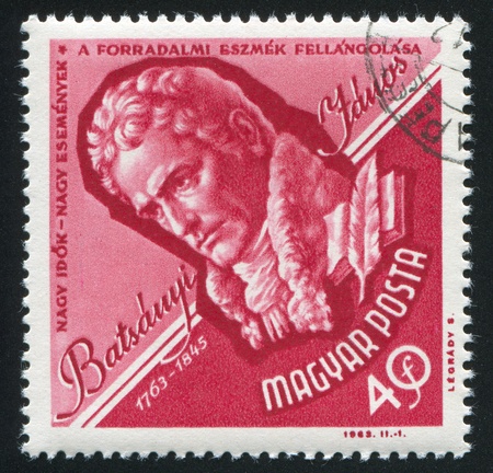 HUNGARY - CIRCA 1963: stamp printed by Hungary, shows Janos Batsanyi, circa 1963のeditorial素材