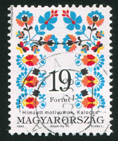 HUNGARY - CIRCA 1994: stamp printed by Hungary, shows ornament, circa 1994の写真素材