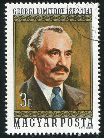 HUNGARY - CIRCA 1972: stamp printed by Hungary, shows George Dimitrov, circa 1972のeditorial素材