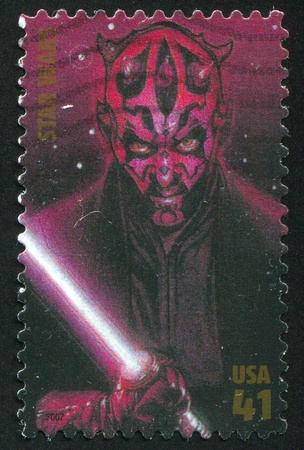 UNITED STATES - CIRCA 2007: stamp printed by United states, shows Star Wars, Darth Maul, circa 2007のeditorial素材