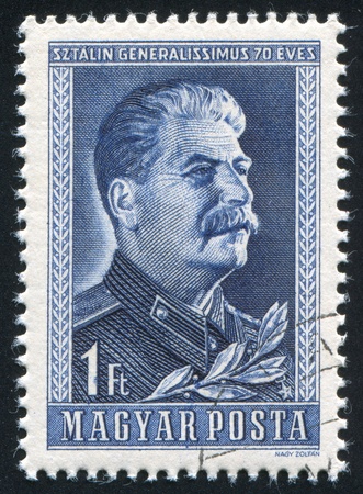 HUNGARY - CIRCA 1949: stamp printed by Hungary, shows Joseph Stalin, circa 1949のeditorial素材