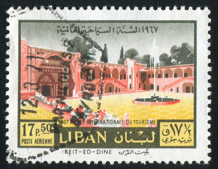 LEBANON CIRCA 1967: stamp printed by Lebanon, shows Beit-ed-Din Palace, circa 1967の写真素材