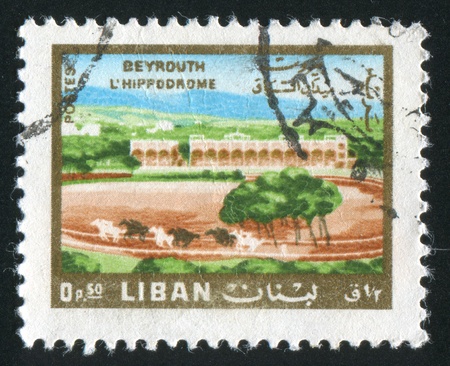 LEBANON CIRCA 1966: stamp printed by Lebanon, shows Hippodrome, Beirut, circa 1966の写真素材