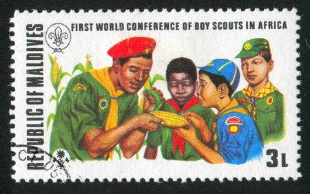 MALDIVE ISLANDS CIRCA 1973: stamp printed by Malldive Islands, shows Agricultural training, circa...