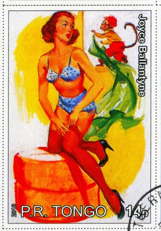 TONGO - CIRCA 2010: stamp printed by Tongo, shows Pin-up girl, by Joyce Ballantyne, circa 2010のeditorial素材