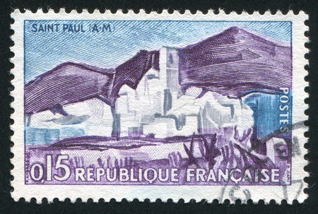 FRANCE - CIRCA 1961: stamp printed by France, shows Saint-Paul, Maritime Alps, circa 1961の写真素材