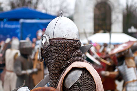 KALININGRAD - JANUARY 8: historical reconstruction knightly battle, Battle of Lake Peipus, January 8, 2012 in Kaliningrad, Russiaのeditorial素材