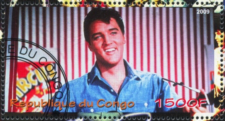 CONGO - CIRCA 2009: stamp printed by Congo, shows Elvis Aaron Presley, circa 2009