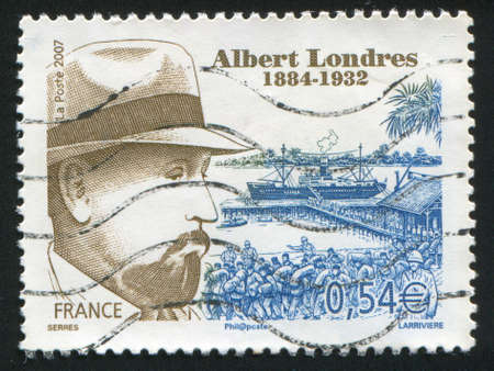 FRANCE - CIRCA 2007: stamp printed by France, shows Albert Londres, journalist, circa 2007のeditorial素材