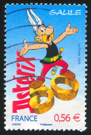 FRANCE - CIRCA 2009: stamp printed by France, shows comics character Asterix, circa 2009のeditorial素材