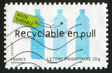 FRANCE - CIRCA 2008: stamp printed by France, shows bottles, circa 2008の写真素材