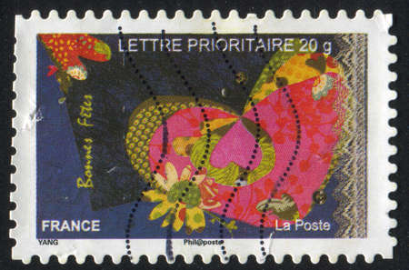 FRANCE - CIRCA 2008: stamp printed by France, shows heart, circa 2008の写真素材